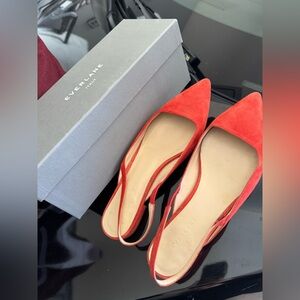 Everlane Red Suede Slingback Flats